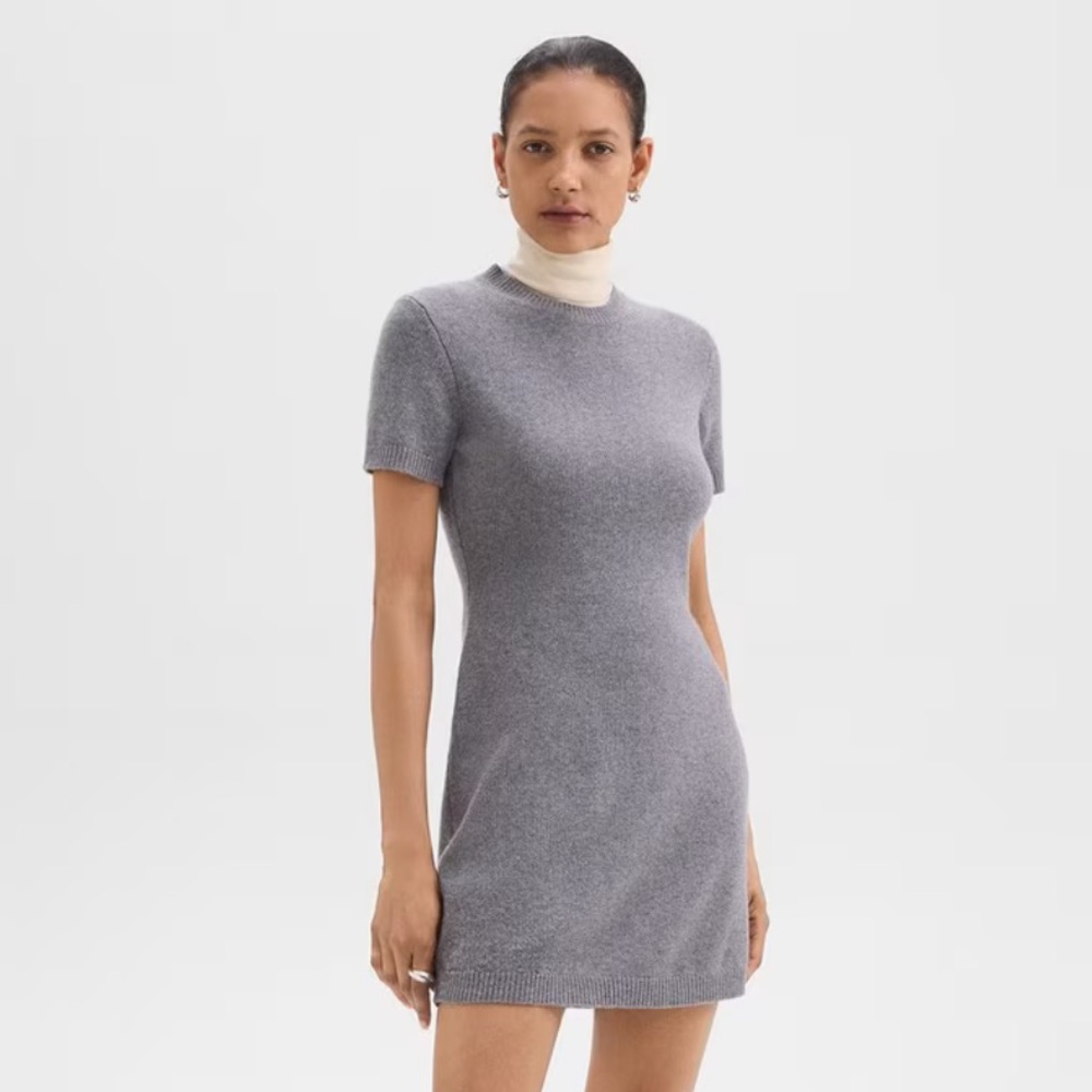 Theory Wool-Cashmere Crewneck Minidress